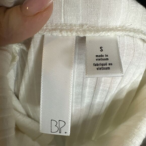 BP Bone White Ribbed Turtleneck Tank Tunic Top Lightweight Minimalist Size Small - Picture 7 of 8
